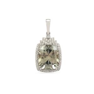 Csarite® and Diamond Platinum 950 Lorique Pendant with a Whole Weight of 6.48 Carats