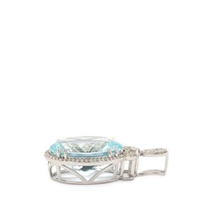 Platinum 950 Lorique Pendant with Aquamarine and Diamonds, Complete Weight 14.86cts