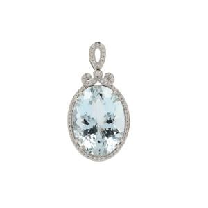 Platinum 950 Lorique Pendant with Aquamarine and Diamonds, Complete Weight 14.86cts