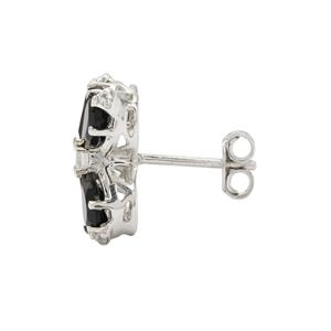 Sterling Silver Earrings with Black Onyx and White Zircon, Whole Gem Weight 3.20cts