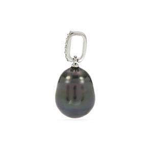 Tahitian Pearl and Diamond Pendant in Platinum 950 (10mm)