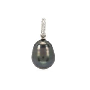 Tahitian Pearl and Diamond Pendant in Platinum 950 (10mm)